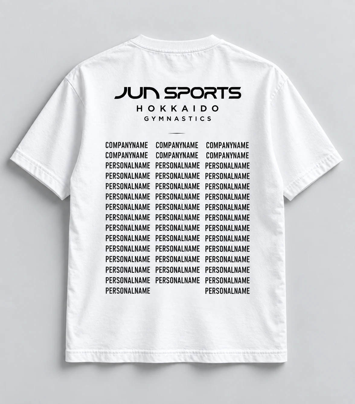 大会用チームTシャツ 背面 企業・個人名掲載イメージ